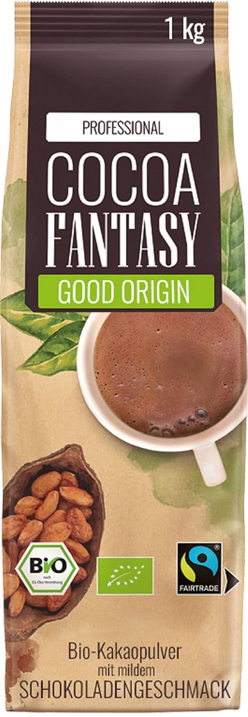 Cocoa Fantasy Hot Choc Powder, 1 kg pudră de cacao pentru ciocolată caldă, 15% conținut de cacao Naty Shop