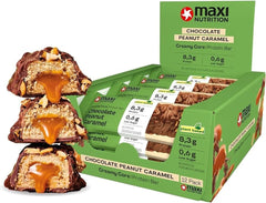MaxiNutrition Cremiger veganer Proteinriegel mit Schokolade, Erdnüssen und Karamell 12x45g – veganer Proteinriegel, 18% Protein, 8,3g pro Riegel, geringer Zuckergehalt (0,9g), kein zugesetzter Zucker, keine künstlichen Aromen