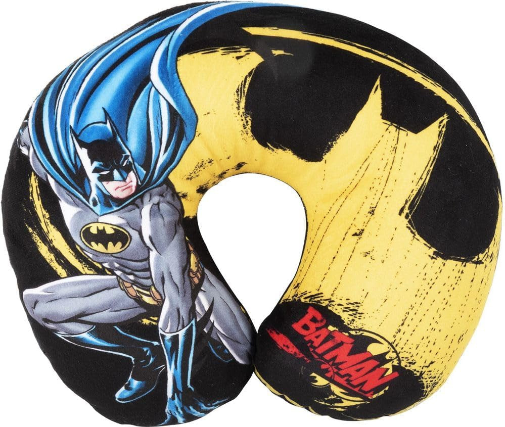 DC Comics Soft Batman Car Travel Neck Cushion Child Safety Comfort Superhero Bat Man, Cuscino Da Viaggio Auto, Light Blue, One Size Perne calatorie Naty Shop Titlu implicit