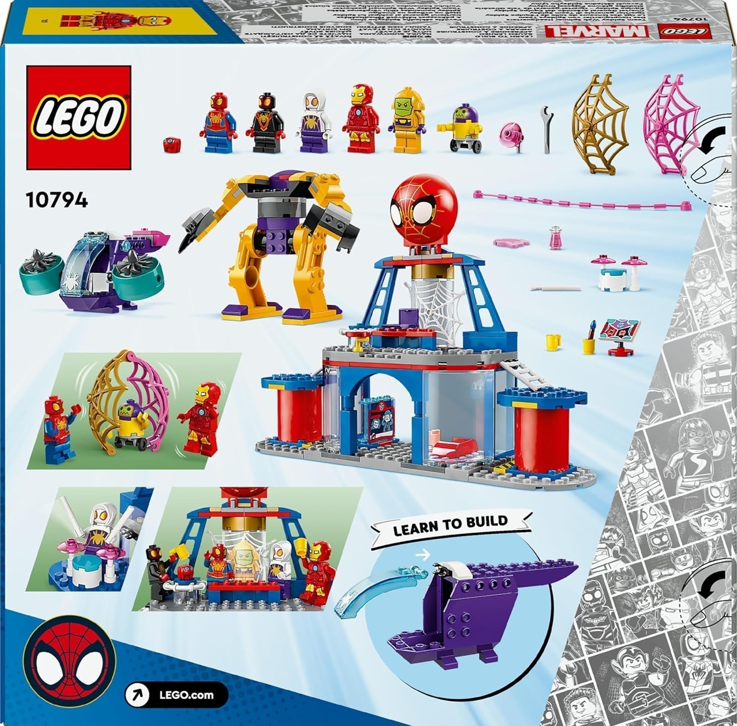 LEGO Marvel Sediul central al echipei lui Spidey, Spider-Man jucărie cu vehicul și Mech, cadou pentru băieți și fete de la 4 ani, care sunt fani ai serialului TV Spidey și super prietenii săi 10794 Seturi de constructie Besuche den LEGO-Store