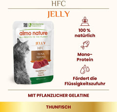 Hrană umedă pentru pisici Almo Nature HFC Jelly - cu ton, pachet de 24 (24 x 55 g)