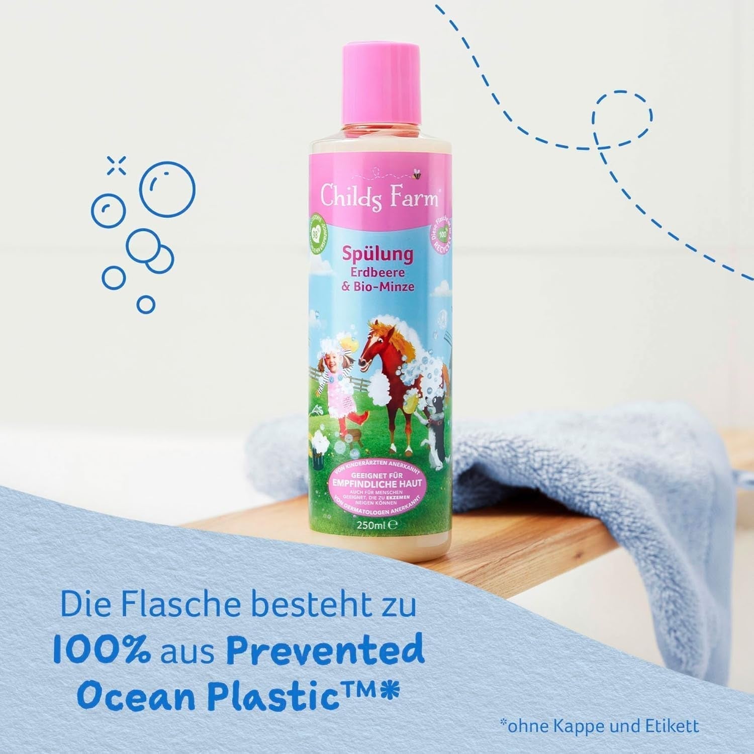 Balsam Childs Farm pentru copii 250 ml | Căpșuni și mentă organică | Toate tipurile de păr | Hrănește și hrănește | Potrivit pentru pielea uscată, sensibilă și predispusă la neurodermatită Copii - Baie si Skincare Naty Shop