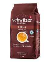 Schwiizer Schüümli Crema, boabe de cafea 100% Arabica, aromate și corpolente, ideale pentru espressoare automate, tărie 3/5, prăjire medie, Rainforest Alliance, 1kg