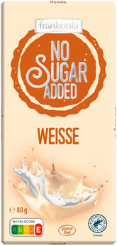 frankonia SCHOKOLADE OHNE ZUCKERZUSATZ Glutenfreie weiße Schokolade, 80 g
