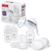 NUK Handmilchpumpen-Set, weiches Silikonkissen, 2 perfekt kombinierte Flaschen, 150 ml Zubehör Essen und Stillen Bebe Naty Shop Handmilchpumpen-Set