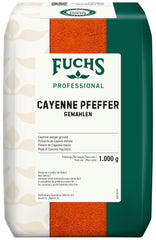 Fuchs Professional - Cayenne Pfeffer gemahlen | Scharfes Gewürz für Chili con Carne | Profi-Qualität für Großverbraucher und Gastronomie | 1 kg im recycelbaren Beutel