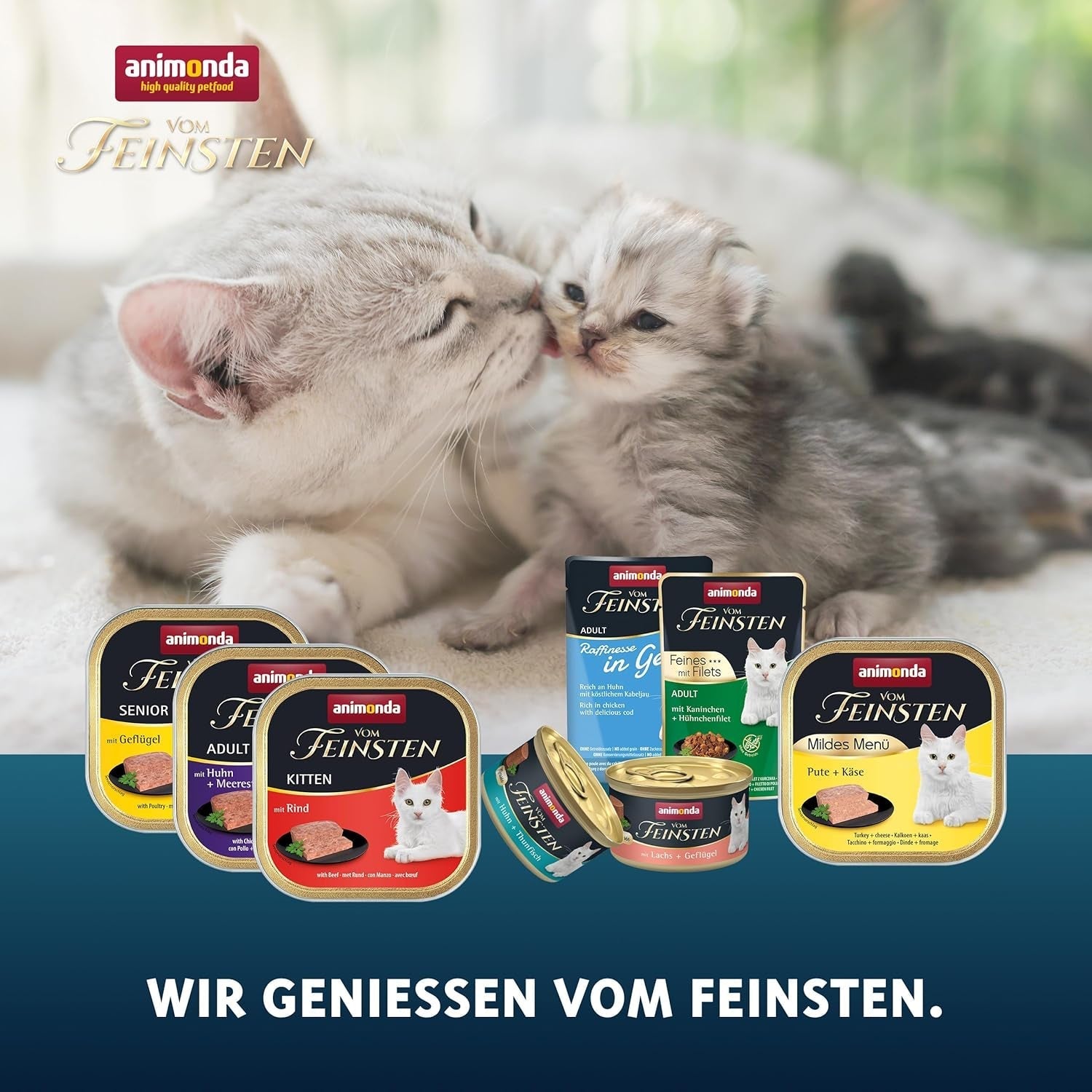 Animonda Vom Feinsten Kitten Variety For Kittens (32 X 100G), hrană umedă pentru pisici tinere, hrană pentru pisici fără cereale și zahăr, cu 100% ingrediente din carne proaspătă
