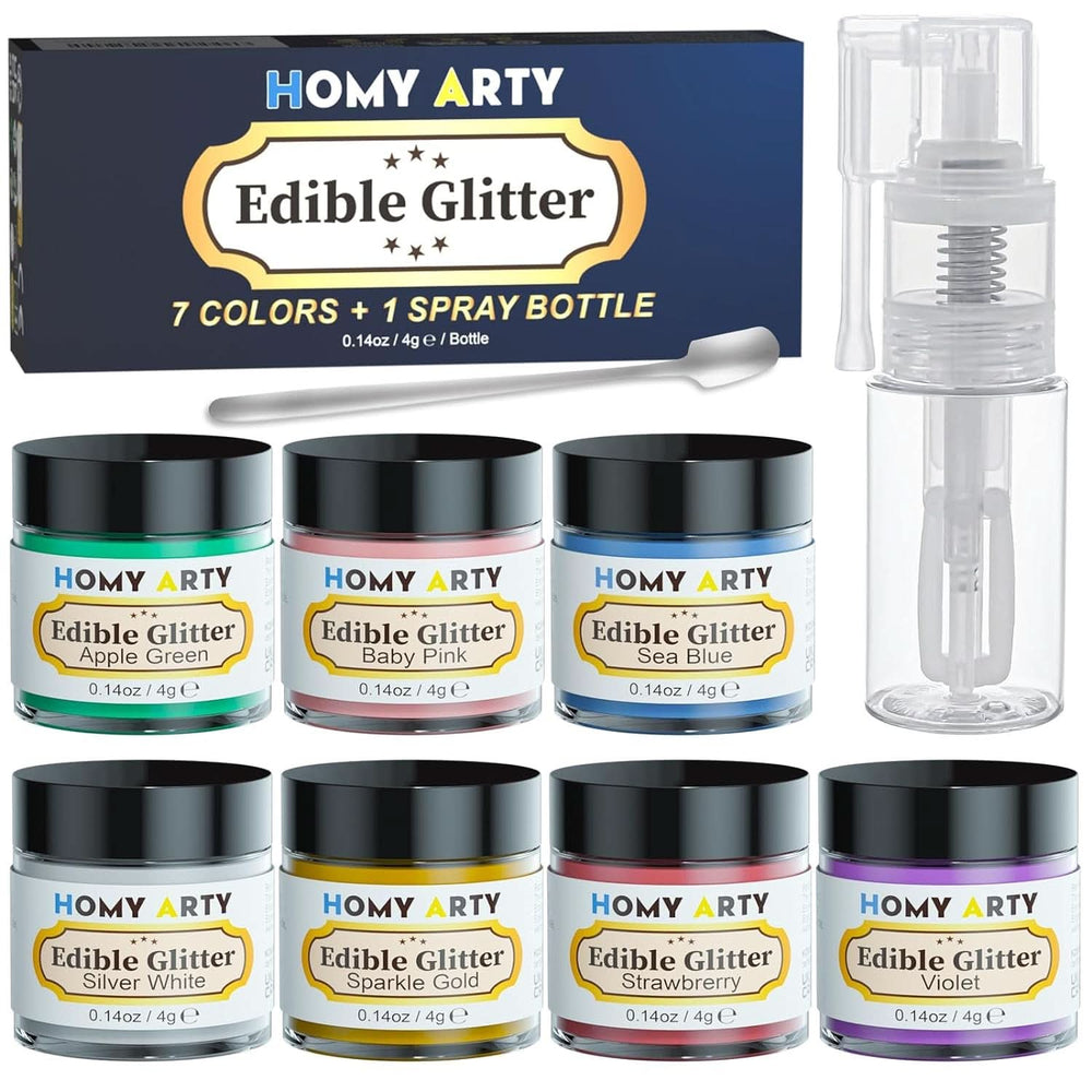 Essbarer Glitzer für Getränke, 4 Gramm Glitter Naty Shop Set 7 Farben