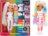 Rainbow High Color & Create DIY Modepuppe - Grüne Augen, Zöpfe, extra Top & Schuhe, abwaschbare Regenbogenstifte - Ausmalen, Gestalten, Spielen, Auswaschen - für Kinder von 4-12 Jahren und Sammler