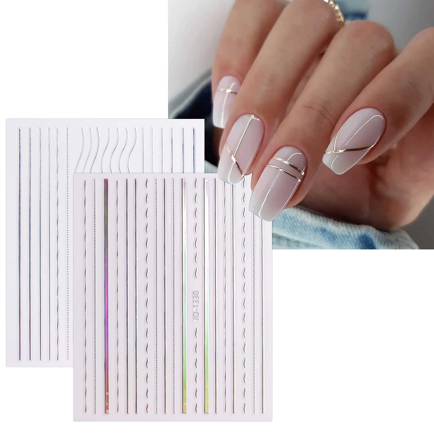 JMEOWIO Nagelsticker Aurora 12 Blatt Nail Art Sticker Selbstklebend Nagelaufkleber Holografisch Dekoration Nageldesign Zubehör