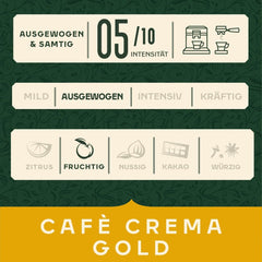 Jacobs Café Crema Gold Kaffeebohnen 1Kg – Vollmundig, Aromatisch, Fruchtige Note, Arabica & Robusta Bohnen, Intensität 5/10, Ideal Für Café Crema Naty Shop