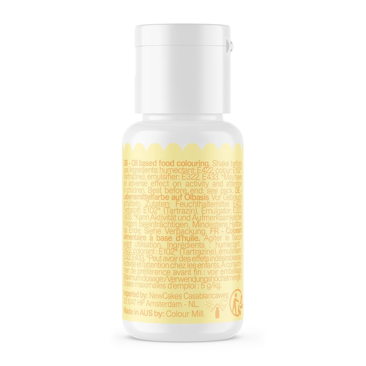 Colorant alimentar pe bază de ulei de lămâie Colour Mill - Colorant alimentar pentru ciocolată, fondant, brioșe, prăjituri, copt, macaroane - Colorant alimentar pentru decorarea torturilor - 100 ml