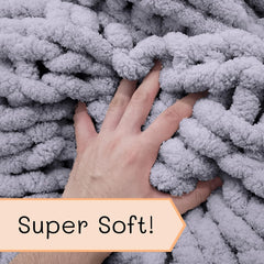 Grobstrickdecke, Überwurf, 100 % handgestrickt mit Jumbo-Chenillegarn (127 x 152,4 cm, Fliedergrau) Betten und Decken Adyrescia