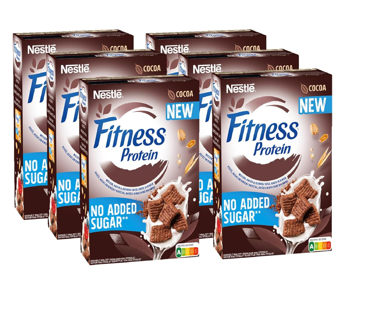 Nestlé FITNESS Protein Cocoa No Added Sugar Cerealien, Knusprige Vollkorn Flakes Mit Leckerem Kakaogeschmack, 6Er Pack (6 X 310G) Cereale Naty Shop Default Title