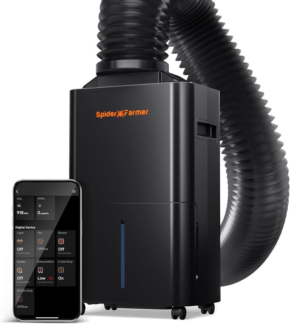 SPIDER FARMER Luftentfeuchter, 12 l Pflanzen-Luftentfeuchter mit Feuchtigkeitskontrolle, App-Steuerung, 24-Stunden-Timer-Funktion für Wachstumszelte, elektrischer Luftentfeuchter für Innengärten, Wohnungen und Keller