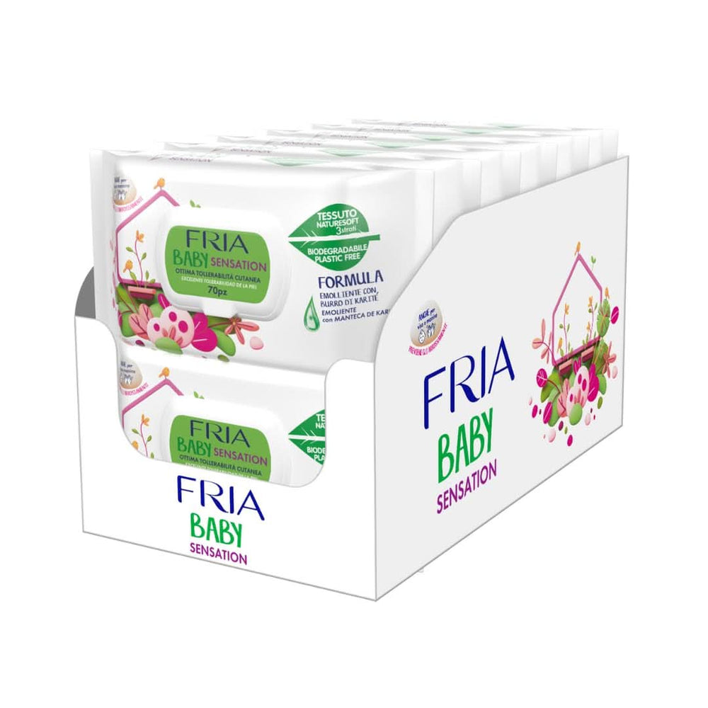 Fria Baby Sensation Tücher, mit hautberuhigender Sheabutter, dermatologisch getestet, Maxi-Sparpaket mit 840 Naty Shop Baby-Feuchttüchern