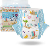 CutiePlusU Windeln für Erwachsene, 10er-Pack, Einweg-Blattwindeln für Damen und Herren, maximale Saugfähigkeit über Nacht – I Love Summer (mittlere Größe 71–96 cm)