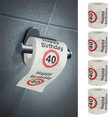 Set de 4 hârtii igienice "La mulți ani 40" │40th birthday 24 metri 2-țesături 180Gr/Qm │ Hârtie igienică motiv hârtie igienică (4 X hârtie igienică 40)