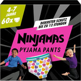 Ninjamas Hearts Pyjama-Hosen, 60 saugfähige Nachthosen, 7 Jahre, 17–30 kg. Mutter und Baby Naty Shop 4–7 Jahre (60 Stück). Mädchen, 4–7 Jahre