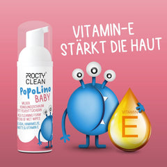 PopoLino Baby-Schaumstoff mit weicher Unterseite anstelle nasser Babytücher. Veganer und natürlicher kosmetischer Reinigungsschaum! Poschaum mit Aloe Vera, Hamamelis, Bergamotte und Vitamin E. Macht Po und Umwelt glücklich.