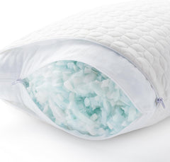 Pernă LUCID 40 X 80 cm cu umplutură hibridă din spumă de memorie mărunțită și microfibră - umplutură detașabilă, reglabilă - husă lavabilă - pentru dormit lateral, pe spate și pe burtă Perne standard Naty Shop