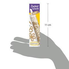 Günthart Backdecor 25 g Zahăr cu litere AUR Pentru toate deserturile în culoare aurie Fabricat din zahăr pentru litere și modele frumoase, 1 pachet (25 g)