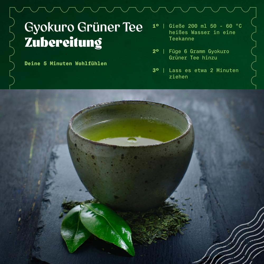 Naturalebio Ceai verde japonez Gyokuro. 50G Ceai organic. Natural și pur. Produs de calitate original din Japonia. Plăcere organică de înaltă calitate, cultivat tradițional pentru un gust optim.