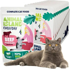 Nassfutter Katze Erwachsene Geschreddertes Rind in Brühe Hoher Fleischanteil Getreidefrei Alleinfuttermittel, 12 x 85g