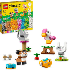 LEGO Classic Kreativtiere, bunte Steine, Boxbau-Tierfiguren, Hund, Katze, Kaninchen, Hamster und Vogel, Bauspielzeug für Jungen und Mädchen ab 5 Jahren, 11034, Bausets. Besuchen Sie den LEGO-Store