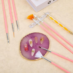 22-Teiliges Nagelkunstpinsel-Set, Nagelkunst-Werkzeugset Kunstharzpalette Nagelkunstmalerei Gemischte Farben Acryl-Silikon-Schnitzstift, Punktierstift-Werkzeug, Maniküre-Set