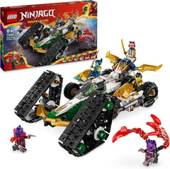 LEGO NINJAGO Ninja Team Combi Caterpillar 4-in-1-Set mit Segelflugzeug, Rennwagen und 2 Motorrädern und 6 Minifiguren Geschenk für Jungen und Mädchen Ninja-Spielzeug 71820 Bausets Besuche den LEGO-Store Standardtitel