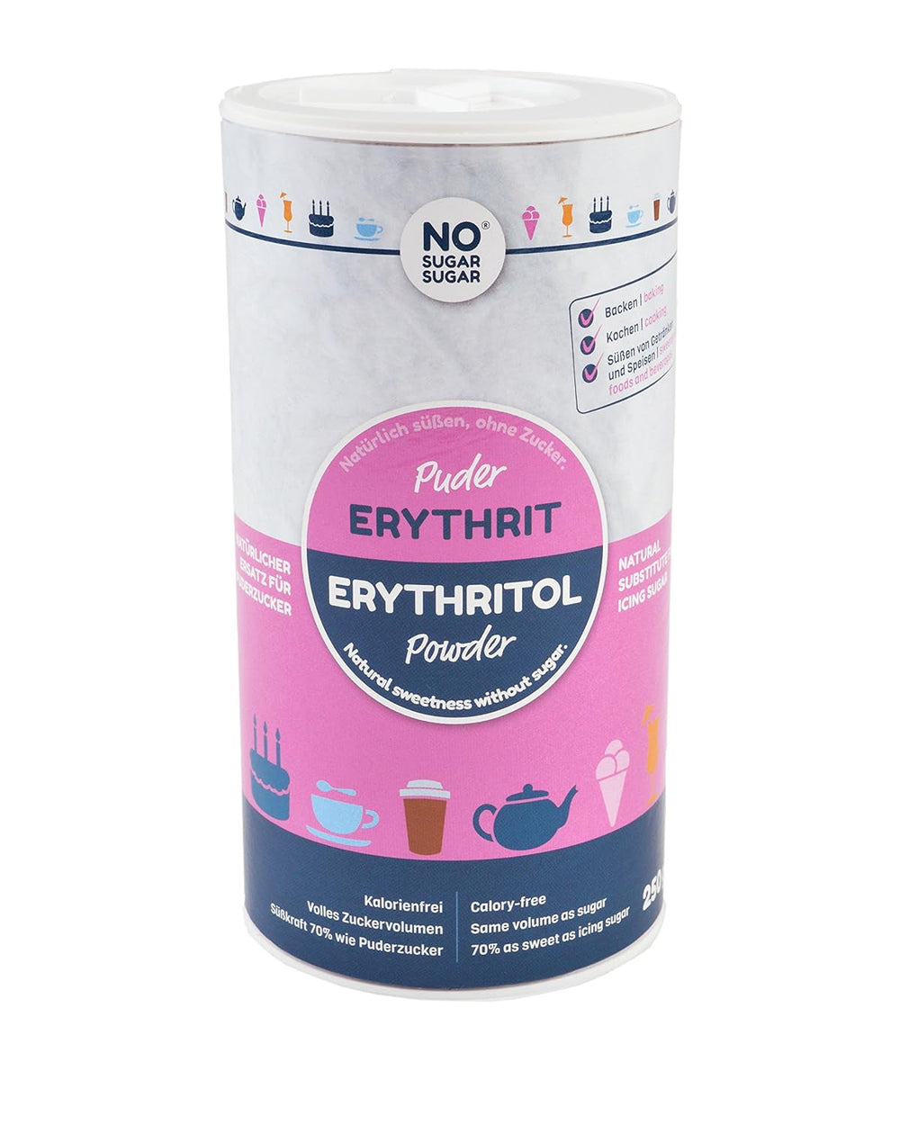 Nosugarsugar Erythrit Puder Streudose - Puderzuckerersatz Kalorienfrei, 19Er Pack (19 X 250 G) Süßstoffe Naty Shop Standardtitel
