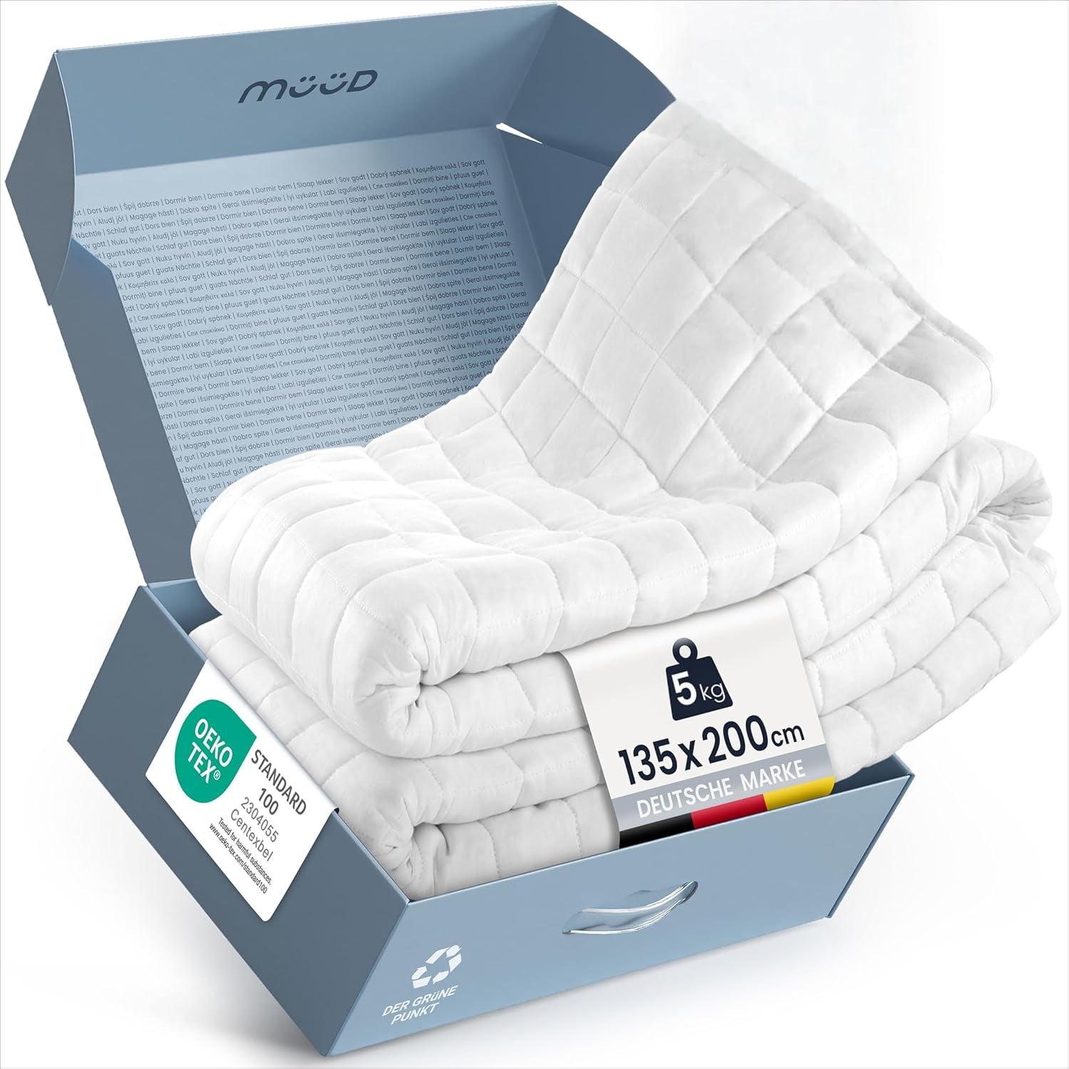 Pătură terapeutică de 7 kg I 135X200Cm I Pentru somn odihnitor I Pătură ponderată de înaltă calitate din bumbac respirabil I Reducătoare de stres și terapeutică - Inclusiv cutie de ambalare cu mâner de transport Paturi si Cuverturi Besuche den müüd-Store 135 X 200 Cm 5 kilograme