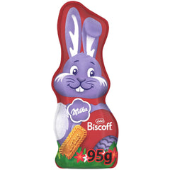 Milka Smiling Bunny Biscoff – zarter Osterhase mit Schokolade und Lotus Biscoff Keksstückchen – 95g