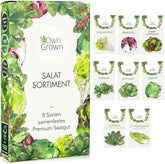 Salatsamen: Set mit 8 Sorten Salatsamen für Garten und Balkon – Salatsamen, Senfblatt, Feldsalat (winterhart), Radicchio, Endiviensamen, Chicorée – Salatgemüsesamen von OwnGrown