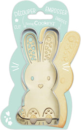 ScrapCooking - Hase Ausstecher & Stempel Set - Ostern Ausstecher für Plätzchen, Kekse, Fondant - Edelstahl Ausstecher & Holz Stempel - Backform Zubehör Hasen Tieren Geburstag Deko - 2099