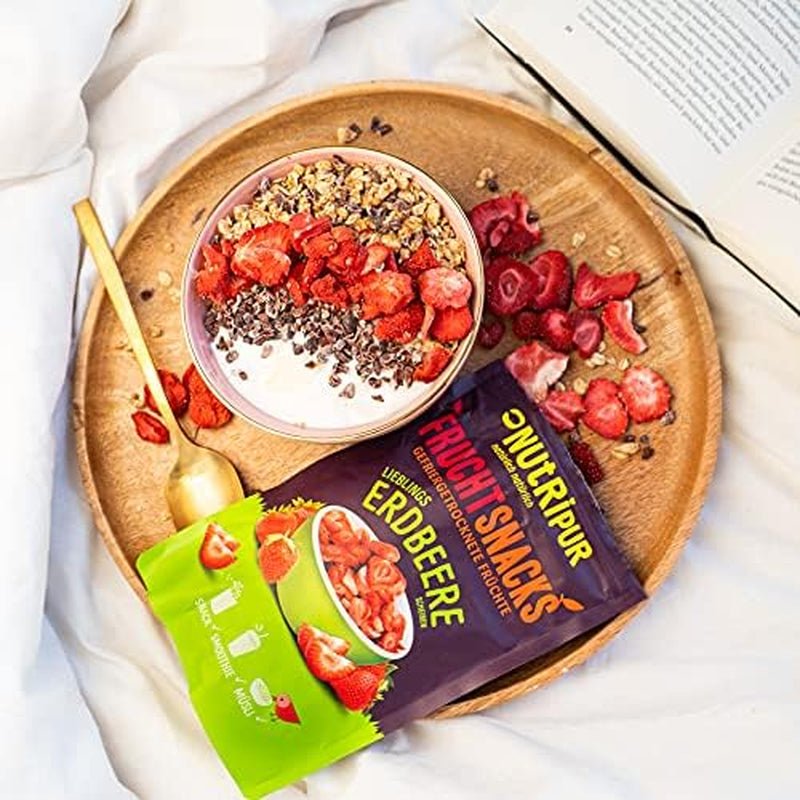 Căpșuni liofilizate 300g: felii de căpșuni uscate neîndulcite - Căpșuni liofilizate cu fructe pure, pline de aromă: fructe de pădure liofilizate - Fructe uscate NUTRIPUR Produse deshidratate Naty Shop