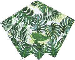Pachet de 20 de șervețele tropicale | Șervețele de hârtie verzi cu design de frunze de palmier | Veselă de unică folosință pentru petrecerea copiilor, petrecerea Safari, junglă, dinozaur, vară, temă hawaiiană