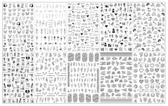 JMEOWIO Nagelsticker Geometrie 10 Blatt Nagelaufkleber Selbstklebend Schwarzes Herz Unregelmäßig Geformt Nail Art Sticker Dekoration Nageldesign Zubehör