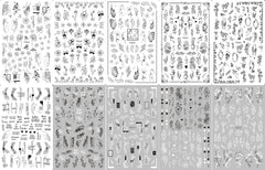 JMEOWIO Nagelsticker Blumen 10 Blatt Nagelaufkleber Selbstklebend Black White Blossom Nail Art Sticker Dekoration Nageldesign Zubehör