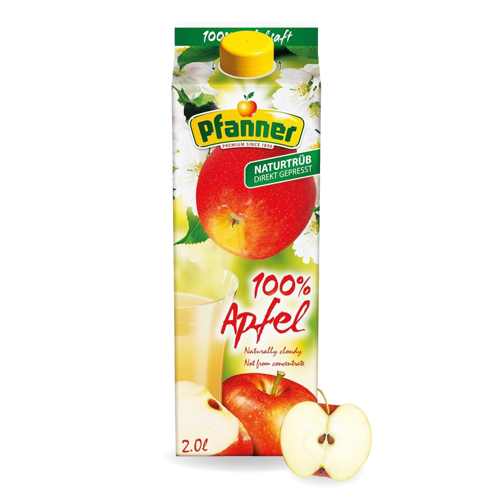 Pfanner 100 % naturtrüber Apfelsaft (1 x 2 Liter) – Direkt gepresste Äpfel – Fruchtsaft ohne Zuckerzusatz Alkoholfreie Getränke Naty Shop 2 Liter 100 % Äpfel