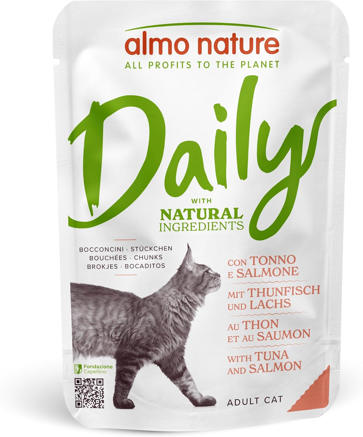 Almo Nature Daily Cat Food With Chicken And Salmon hrană completă pentru pisici adulte,hrană umedă- 30Pack (30 X 70 G)