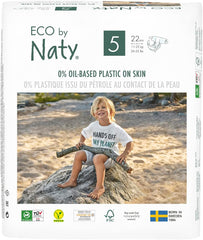 Eco by Naty Premium Wegwerfwindeln für empfindliche Haut, Größe 5, 11-25 kg, (1 x 22 Stück)