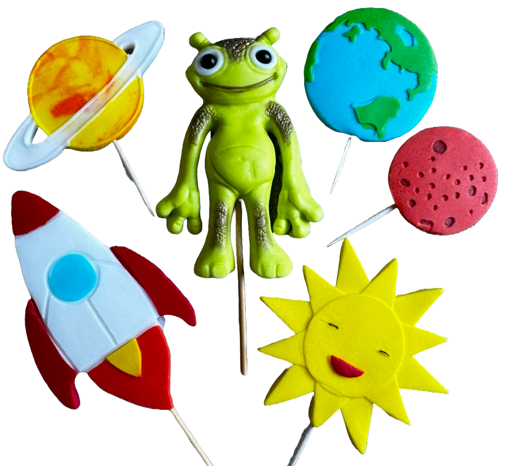 Set mit 6 essbaren Zuckerdekorationen, Cosmos Sugar Paste Dekorationen Naty Shop