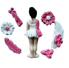 Set 8 decoratiuni comestibile din zahar, Balerina Decoratiuni din Pasta de Zahar Naty Shop