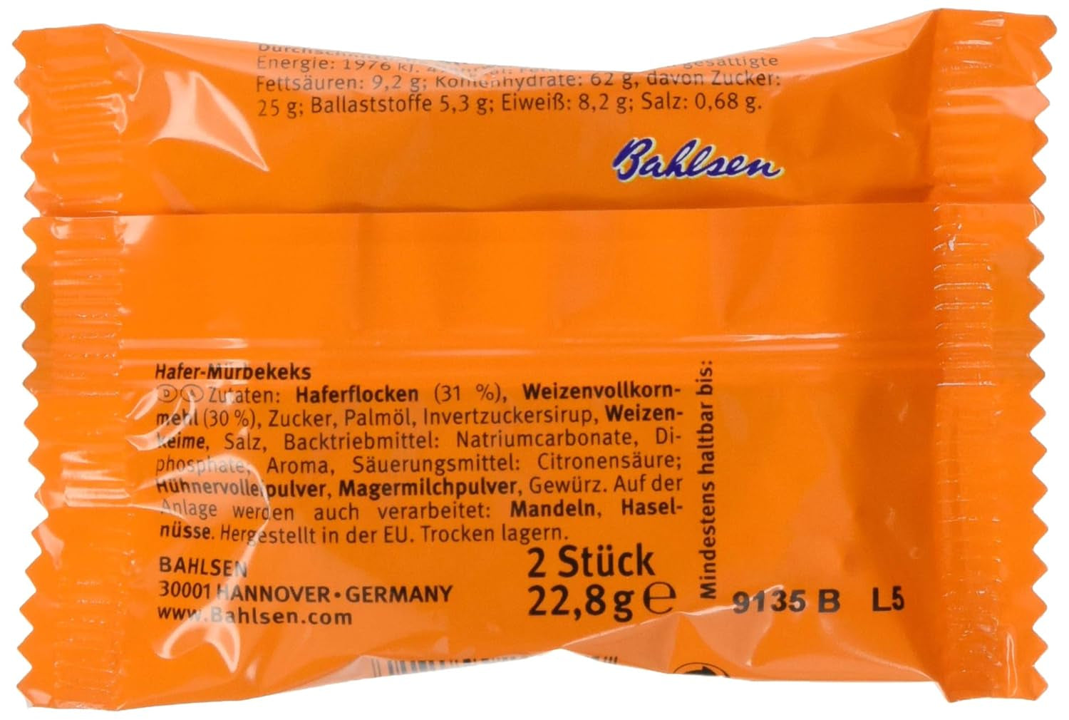 Brandt Hobbits Crunchy - 2 pachete - Cutie de catering cu 60 de pachete - Biscuiți integrali cu conținut ridicat de fibre și fulgi de ovăz (60 x 22,8 g)