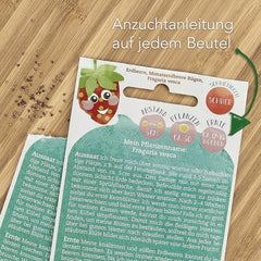 Samen-Anbauset mit Holzkiste und 8 Sorten Pflanzensamen: Gemüse-, Erdbeer- und Kräutersamen-Anbauset für Kinder – Mini-Gewächshaus und Mini-Garten-Starter-Set von OwnGrown