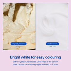 Colour Mill White Buttercream Gloss Frost, Cremă de unt albă în stil meringue elvețian, Vanilie cremoasă, Perfectă pentru glazurare, pipetare și umplere - 1 L Pasta de zahar Naty Shop