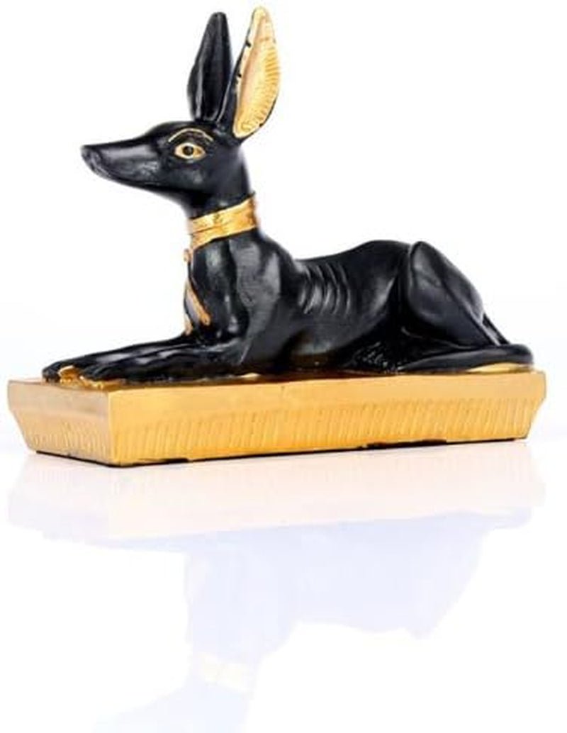 Cutie de aur egipteană Tutankhamon Sarcophagus Trinket Box cu mumie ES45 Statuete si sculpturi Naty Shop Aur și negru egiptean Anubis Jackal Figurină - mic