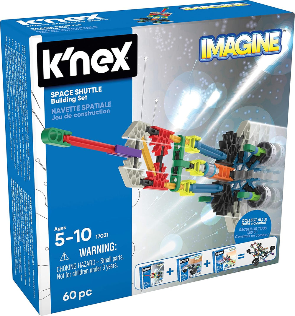 K'Nex Phantasie-Space Shuttle Spielzeug-Baukasten, Basic Fun, 17021, 60 Teile, pädagogisches Weltraum-Spielzeug für Kinder, geeignet für Jungen und Mädchen im Alter von 5-10 Jahren
